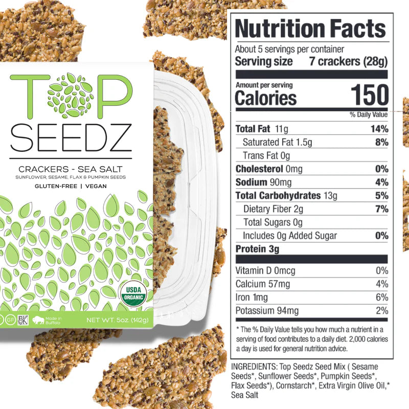 Top Seedz Certified Organic Gluten Free Crackers, Savory Sensation - Pack of 6