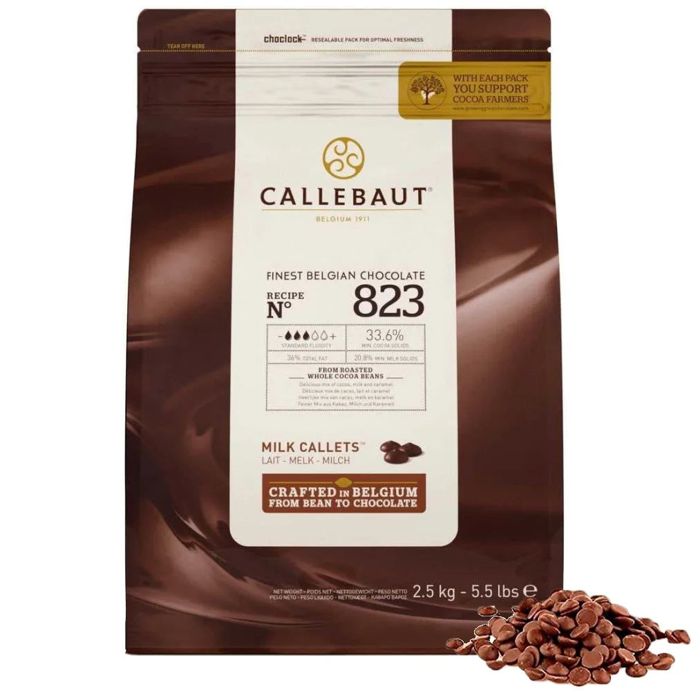 Callebaut Recipe No. 823 Finest Belgian Milk Chocolate With 33.6% Cacao, 20.8% Milk, 5.51 Pound