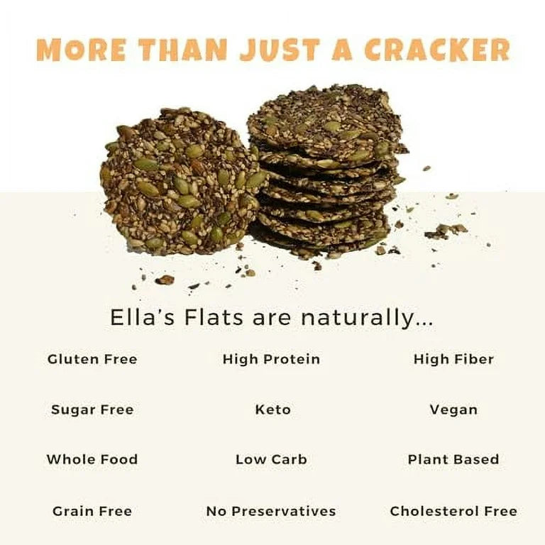ELLA’S FLATS® All Seed Savory Crisp One of each SESAME, EVERYTHING and SPICY - Gluten Free -Pack of 3