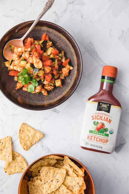 Traina Home Grown Gourmet Sicilian Organic Tomato And Herb Ketchup - Certified Organic