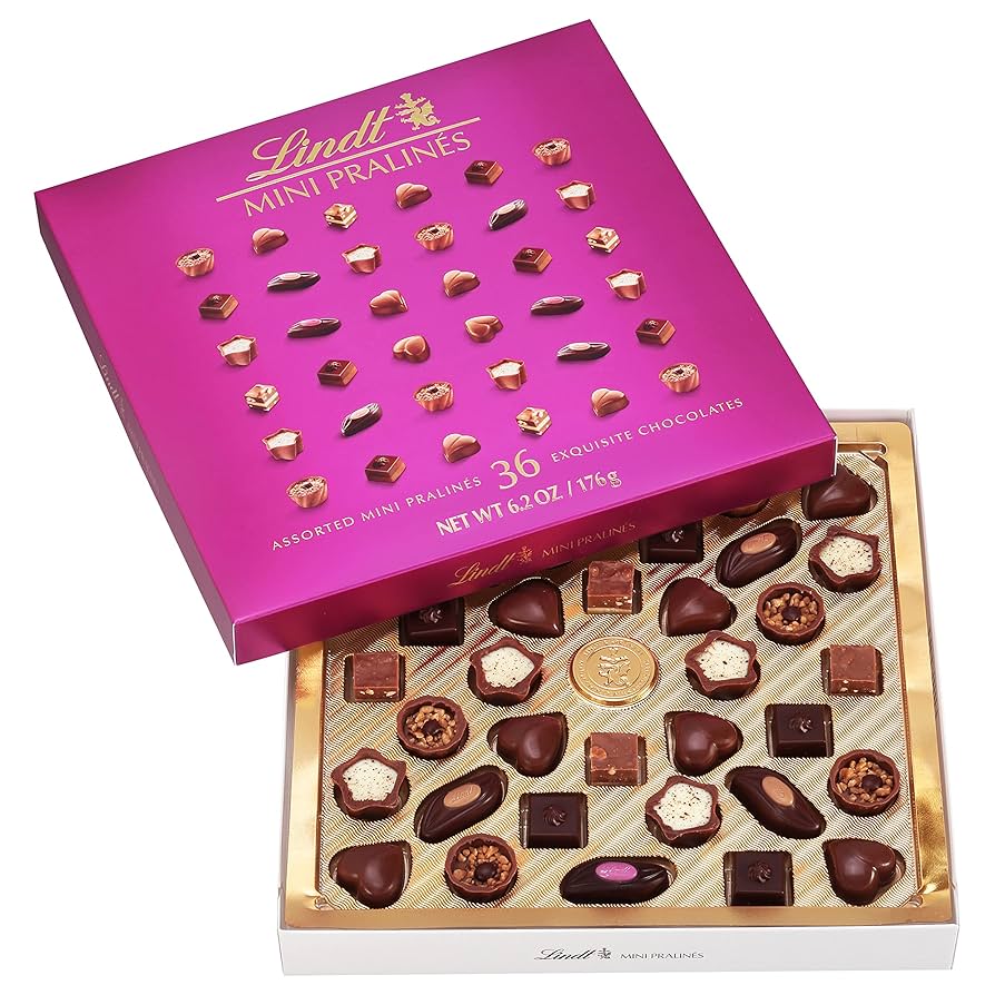 Lindt Mini Pralines, Assorted Chocolate Pralines with Premium Filling, Perfect for Mother’s Day Gifting, 6.2 oz Box
