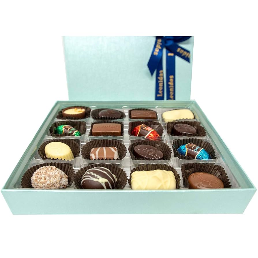 Leonidas Belgian Chocolate Assorted Gift Box – 16 pcs. (approx. 0.6 lbs.) – Belgium Assorted Chocolate Square Box Gourmet Gift