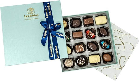 Leonidas Belgian Chocolate Assorted Gift Box – 16 pcs. (approx. 0.6 lbs.) – Belgium Assorted Chocolate Square Box Gourmet Gift