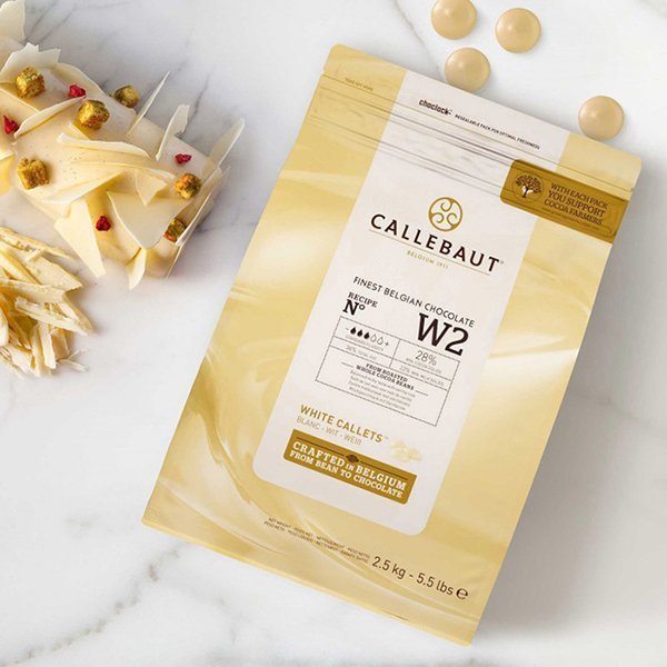 Callebaut Recipe No. W2 Finest Belgian White Chocolate With 28% Cacao, 22% Milk, 5.51 Pound