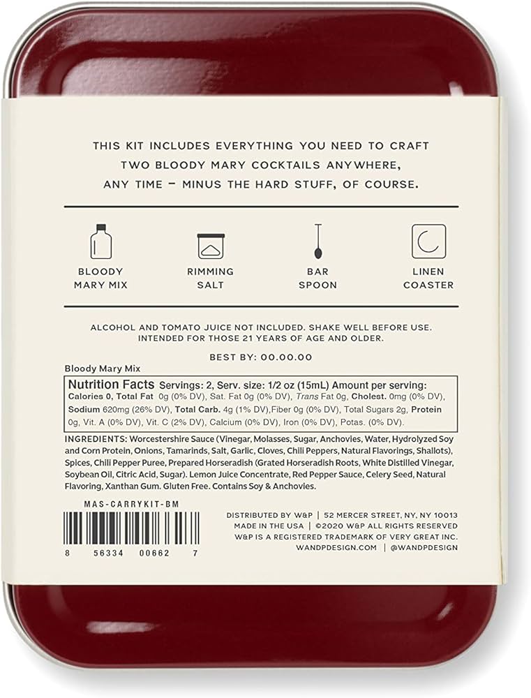 W&P Craft Bloody Mary Cocktail Kit, Mini Portable Carry On Travel Cocktail Kit