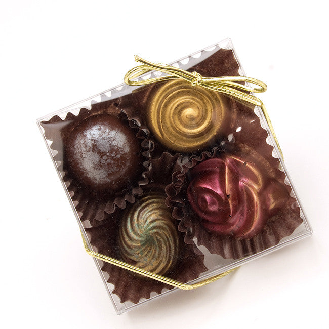 4pc Gold Chocolate Truffle Assortment, Perfect for Gifts & Events - Pack of 12