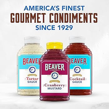 Beaver Condiments Variety Pack, Cocktail Sauce, Tartar Sauce and Cranberry Mustard - Pack of 3