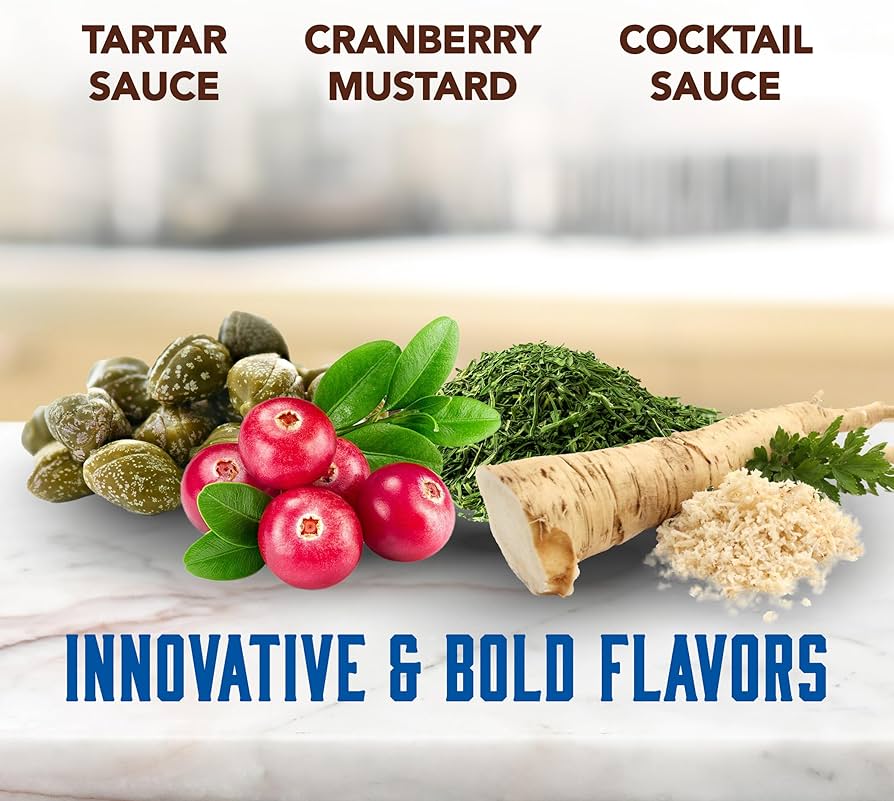 Beaver Condiments Variety Pack, Cocktail Sauce, Tartar Sauce and Cranberry Mustard - Pack of 3