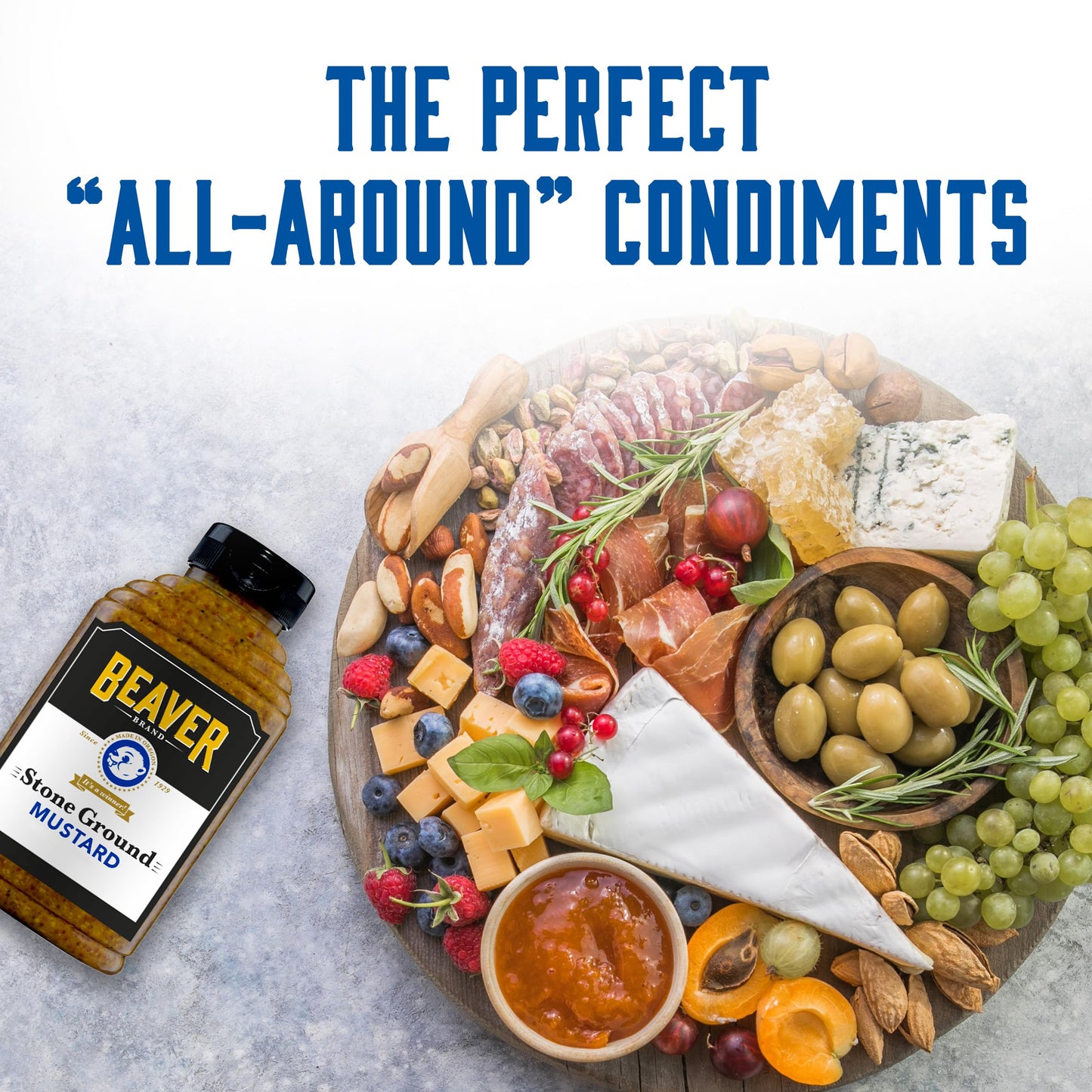 Beaver Condiments Variety Pack, Hot Cream Horseradish, Stone Ground Mustard and Honey Mustard - Pack of 3