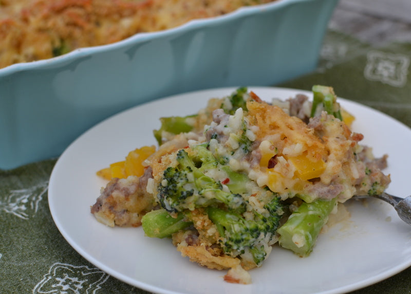 Italian Sausage Gouda Broccoli Bake