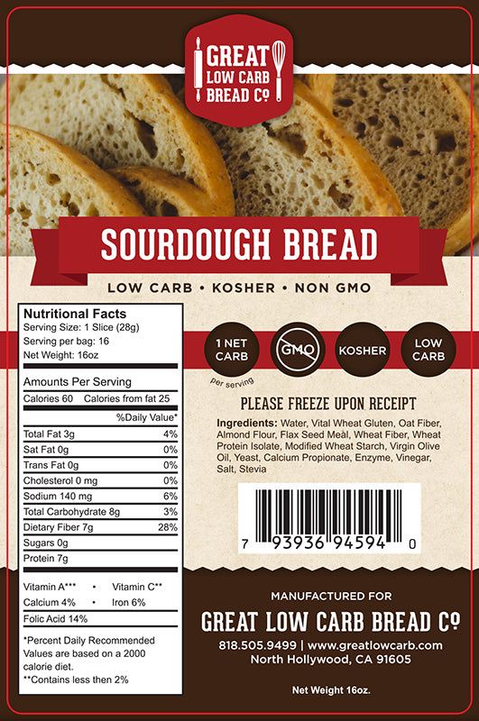 Great Low Carb Sourdough Bread 16oz Loaf