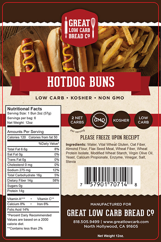 Great Low Carb Hot Dog Buns 12oz bag of 6