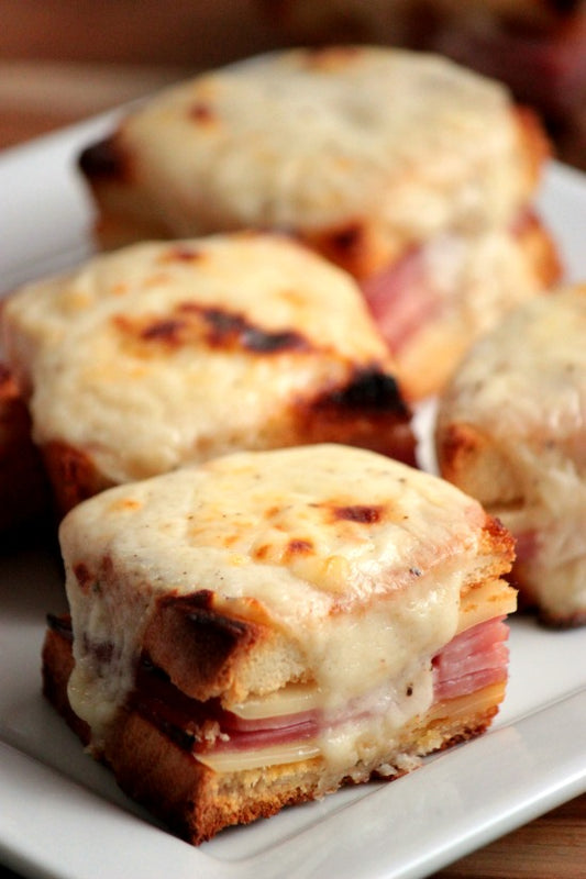 Mini Croque Monsieurs - Baked Ham and Cheese with Bechamel Sauce