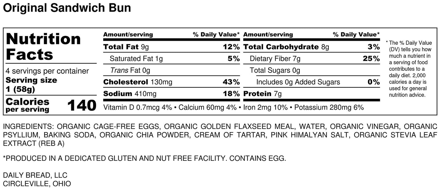 Omega Buns - Sandwich Buns GF, Keto - Variety 4 Pack
