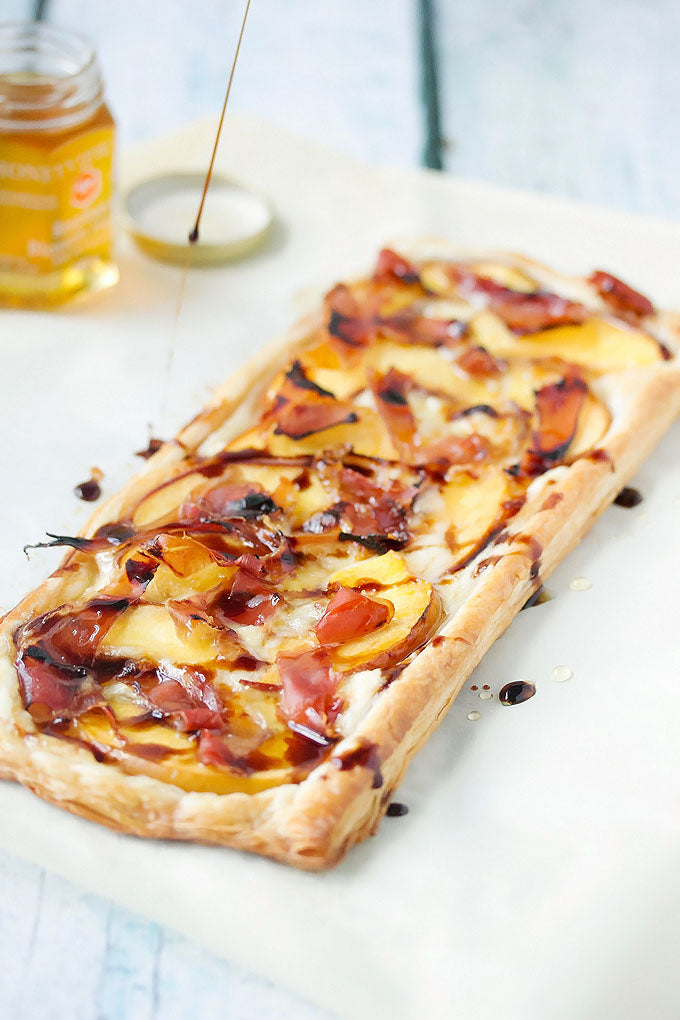PEACH, PROSCUITO & BRIE TART