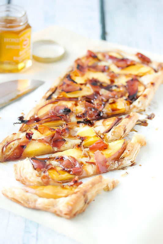 PEACH, PROSCUITO & BRIE TART