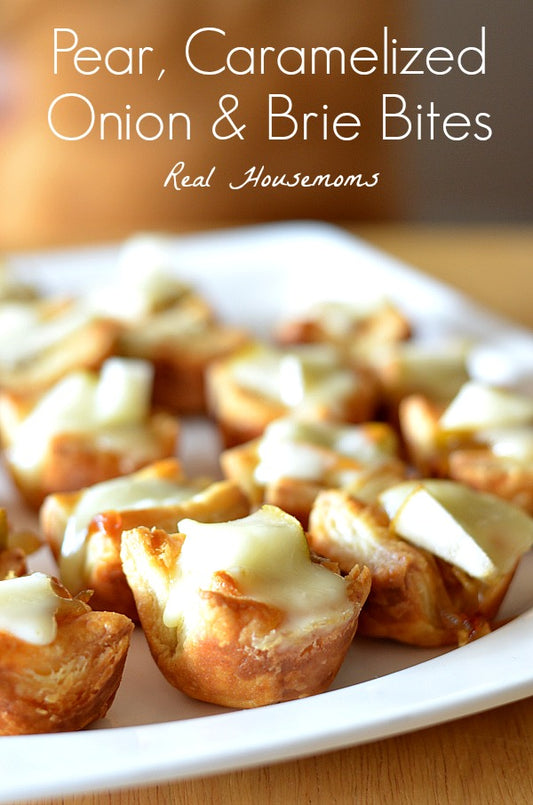 PEAR CARAMELIZED ONION AND BRIE BITES