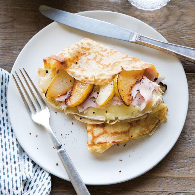 Savory Pear, Turkey and Brie Crepes