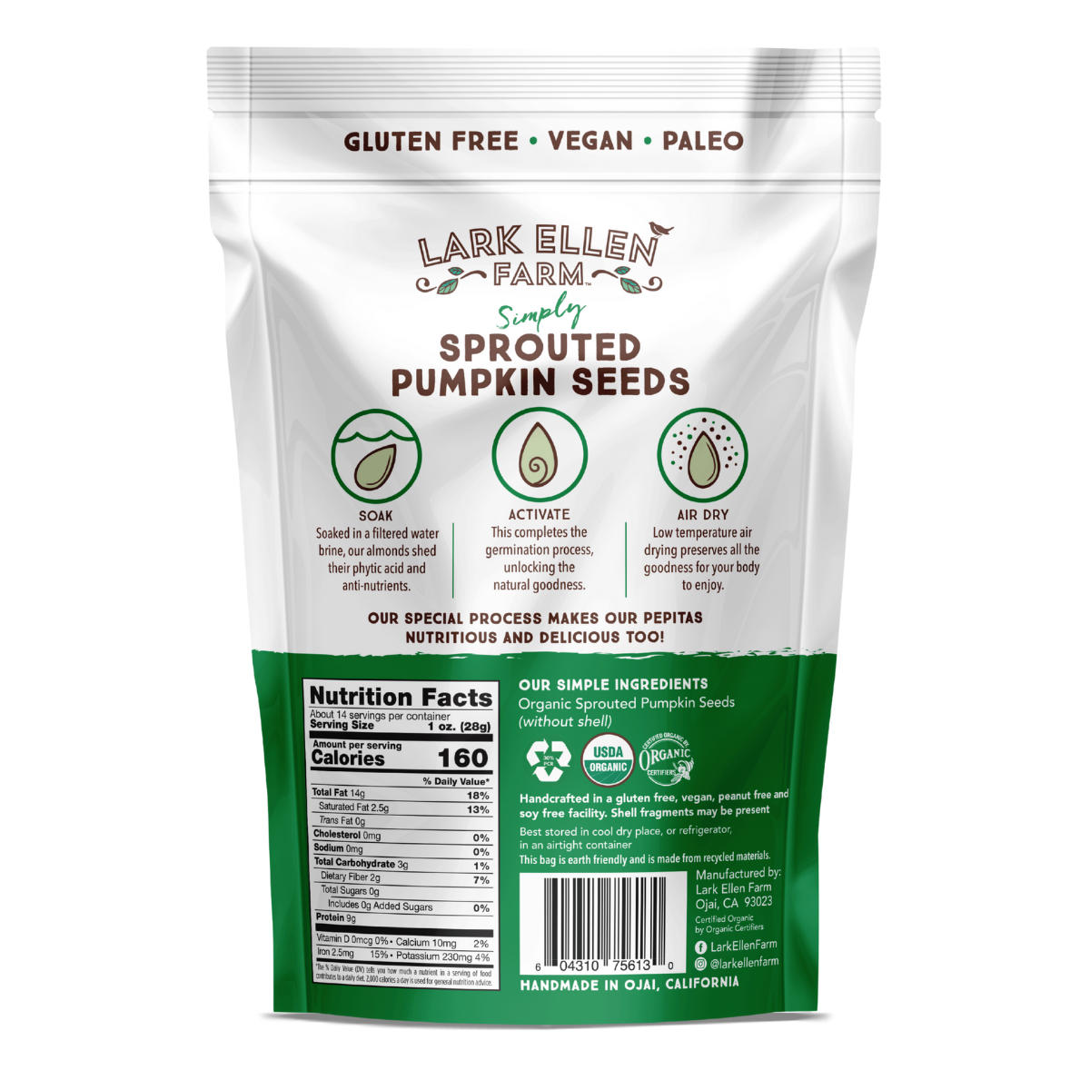 Pumpkin Seeds, Sprouted Organic