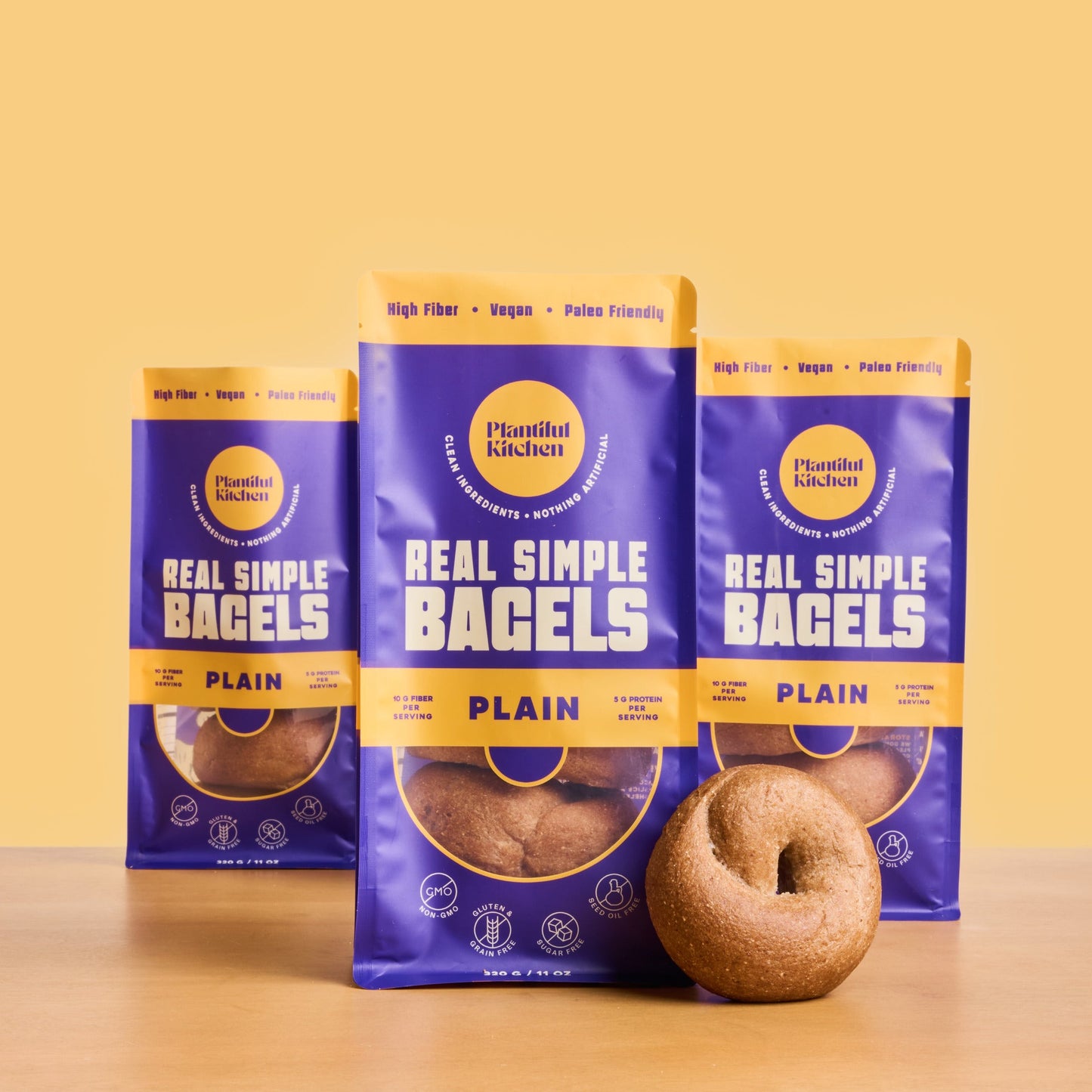 Real Simple Plain Bagels | Gluten Free & Plant Based | 3 x 4-pack