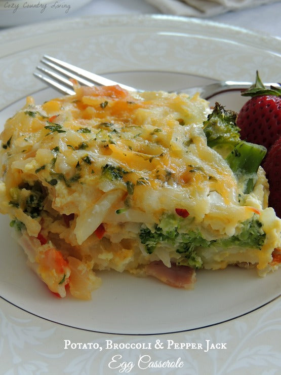 Potato, Broccoli & Pepper Jack Egg Casserole