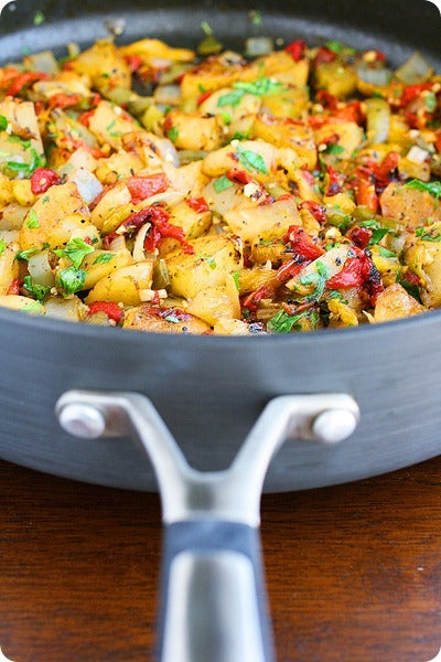 POTATO HASH WITH BELL PEPPERS AND ONIONS