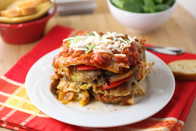 Roasted Vegetable Lasagna with Roasted Red Pepper Sauce