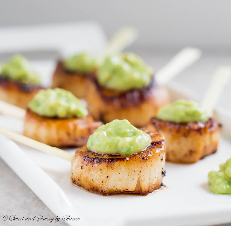 Seared Scallops with Honey Dijon Avocado Sauce