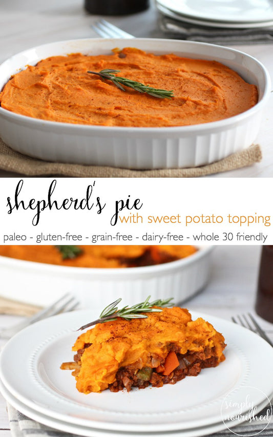 SHEPHERD'S PIE WITH SWEET POTATO TOPPING