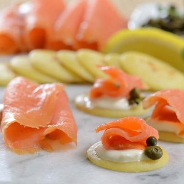 Norwegian Smoked Salmon Gift Set - Creme Fraiche, Mini Blini's, Capers & Salmon
