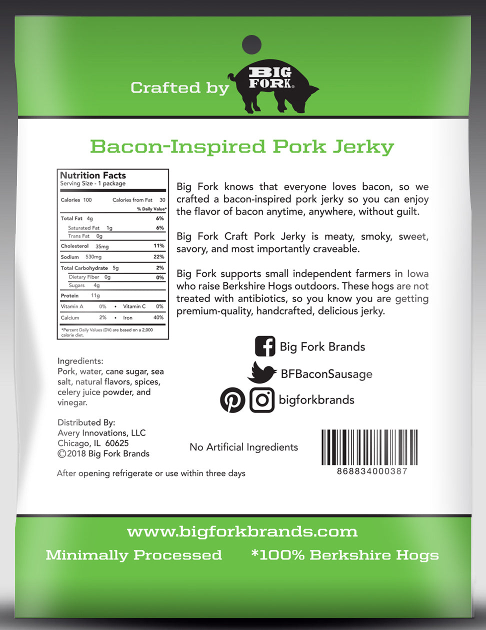 Spicy 3-Pepper Craft Pork Jerky - 1 Case (8 X 2.25 oz. packs)