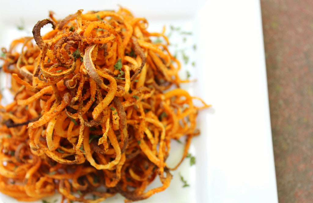SPICY SPIRALIZED SWEET POTATO FRIES