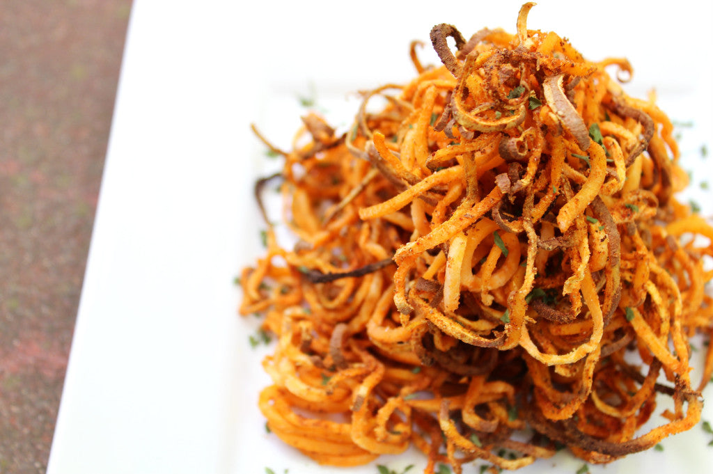 SPICY SPIRALIZED SWEET POTATO FRIES