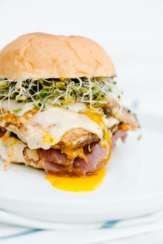 Spicy Sriracha Cabbage & Pastrami Egg Sandwich