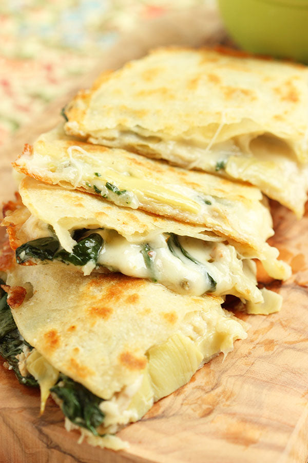 Spinach Artichoke and Chicken Quesadilla