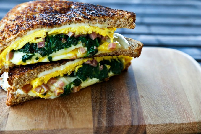 Spinach Omelet Grilled Cheese