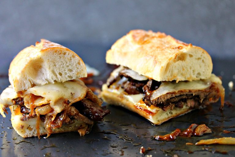 Steak Sandwiches with Caramelized Onions and Provolone Cheese
