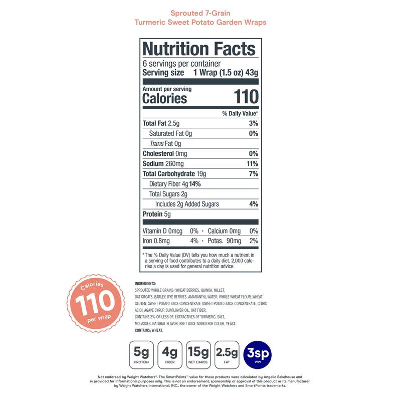 Sprouted Whole Grain Sweet Potato Wraps Tortillas