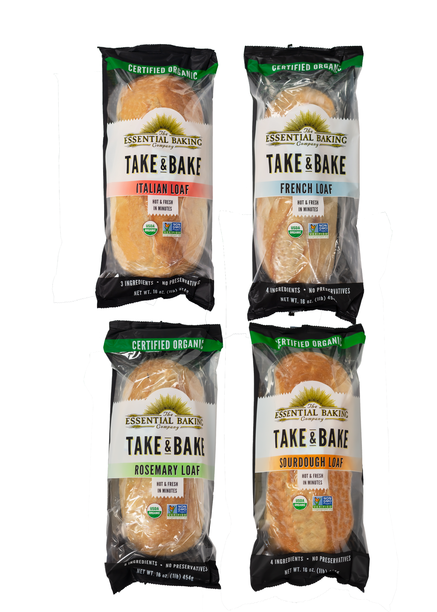 Take & Bake Originals Variety Pack – 4 Sourdough, 4 Italian, 4 Rosemary, and 4 French, 16 loaves