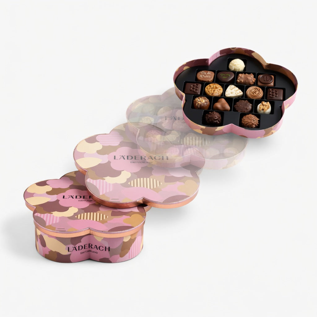 Läderach Swiss Chocolate Pralines and Truffles, 16 Piece Flower Box