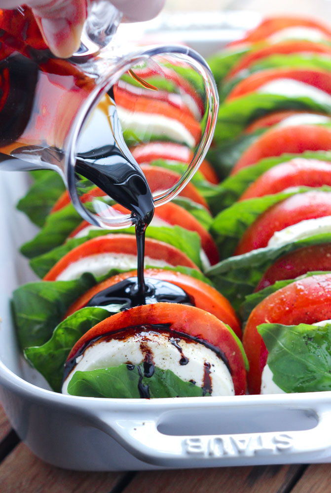 TOMATO MOZZARELLA SALAD WITH BALSAMIC REDUCTION