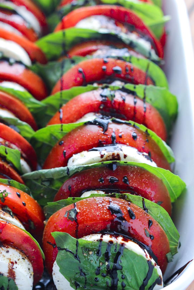 TOMATO MOZZARELLA SALAD WITH BALSAMIC REDUCTION