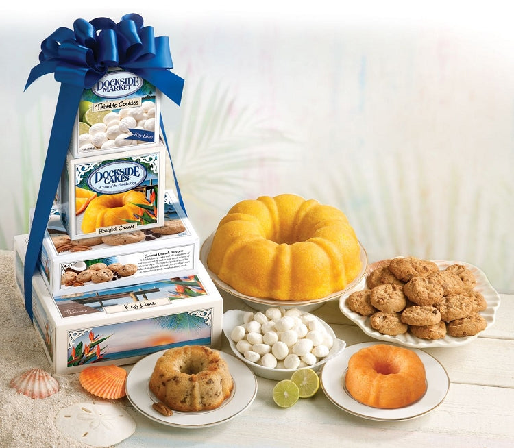 6 Tropical Popcorn flavors packaged in a decorative tin - Dockside Market