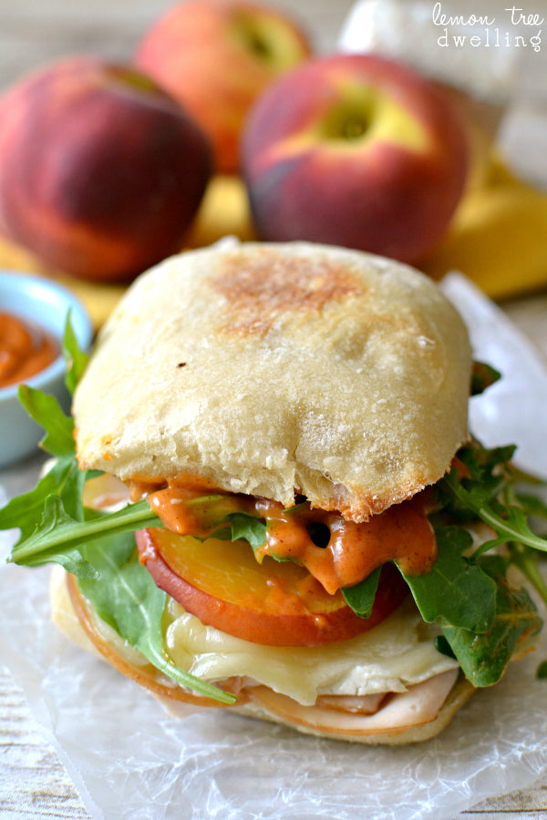 Turkey and Brie Sandwich with Peaches & Arugula