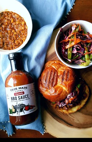 True Made Foods Vegetable BBQ Sauce, Paleo Friendly, Non-GMO, 50% Less Sugar, 6 pack