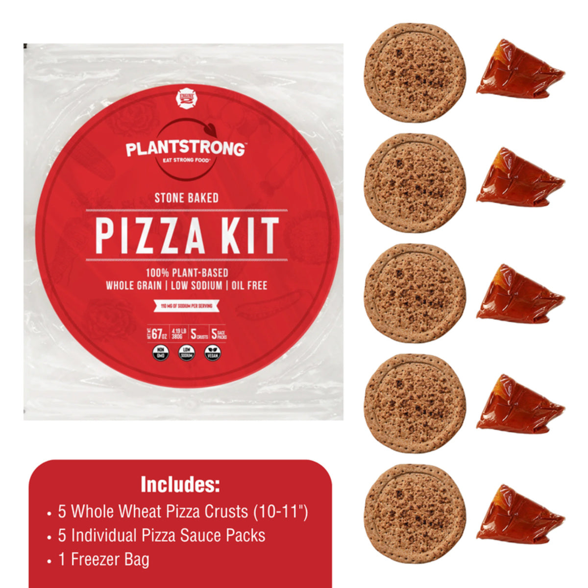 Stone Baked Organic Pizza Kit - Vegan, Non-GMO (5 Pack) by Plant Strong