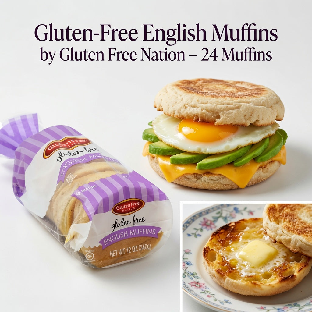 Gluten-Free English Muffins by Gluten Free Nation 2 Packs of 6 (24 Muffins Total)
