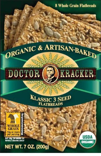 Doctor Kracker Organic and Artisan-Baked Flatbread, Klassic 3 Seed, 7-Ounce Packages (Pack of 6)