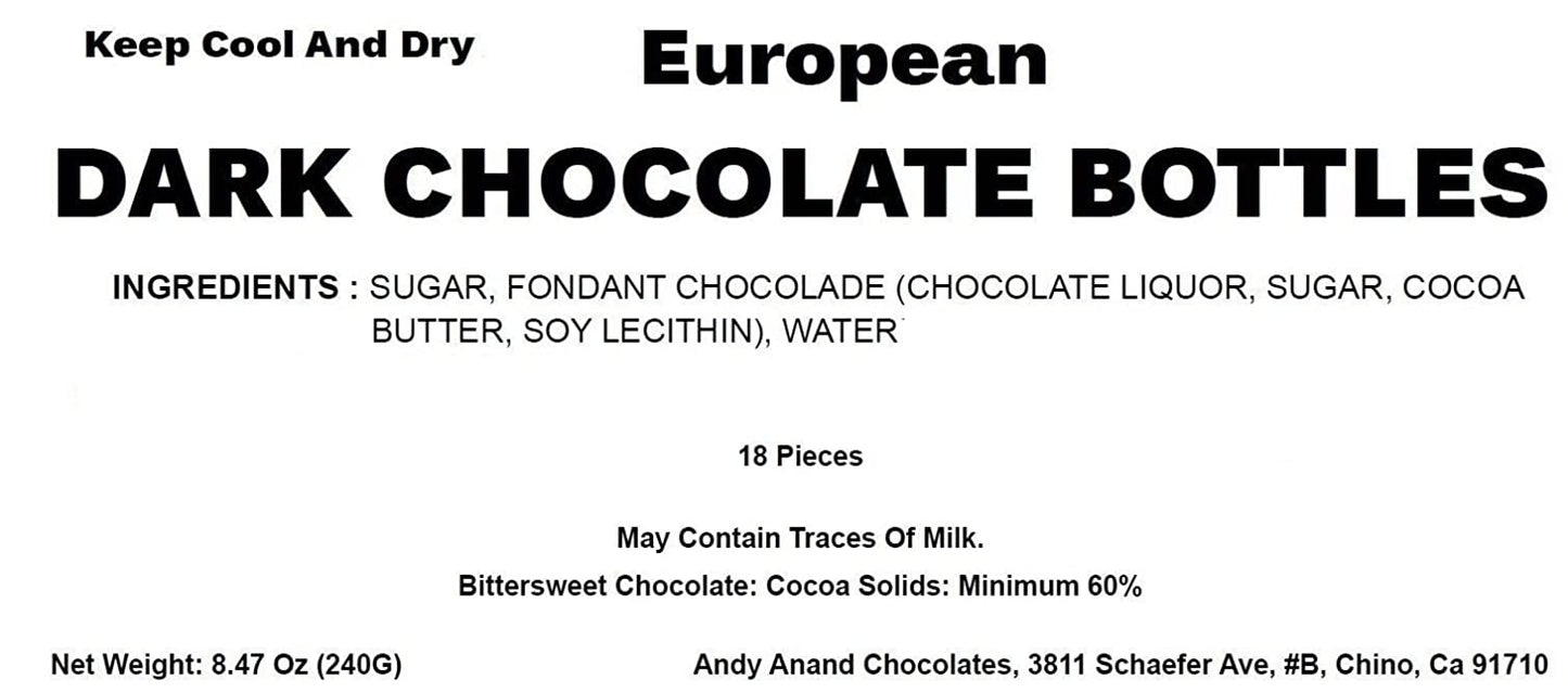 Andy Anand European Dark Chocolate Bottles Filled With 18 Top-Shelf Liqueur Flavored