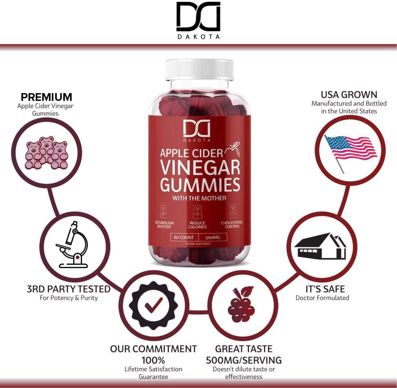 Apple Cider Vinegar Gummies for Weight Loss with The Mother - 2 Pack